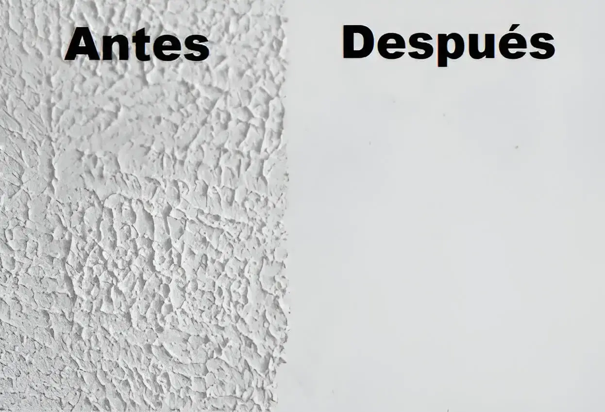 Antes y después de quitar gotelé en pared, trabajo de Los Pintores Albacete